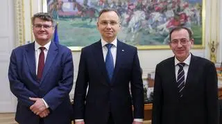 Maciej Wąsik i Mariusz Kamiński na spotkaniu z prezydentem Andrzejem Dudą
