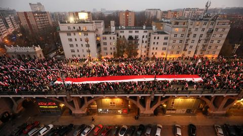 11.11.2018 | Jedno wydarzenie, ale dwie grupy. Wielki marsz przeszedł przez Warszawę