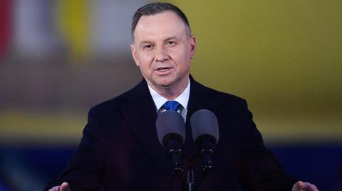 21.02.2023 | "Niech żyje NATO, niech żyje wolny świat, niech żyje Polska". Andrzej Duda przemawiał przed prezydentem USA