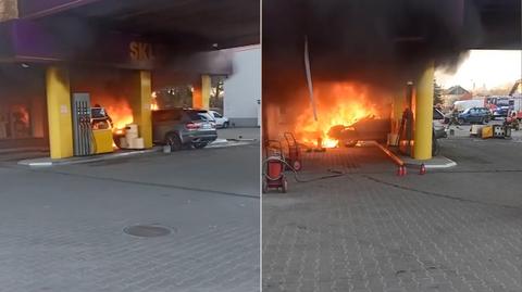 15.04.2022 | Pożar na stacji benzynowej w Tarnowie. Nietrzeźwy kierowca wjechał w dystrybutory