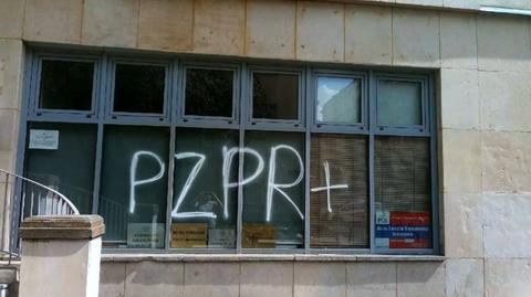 Autorka napisu "PZPR+" na szybie biura PiS: zrobiłam to w geście solidarności