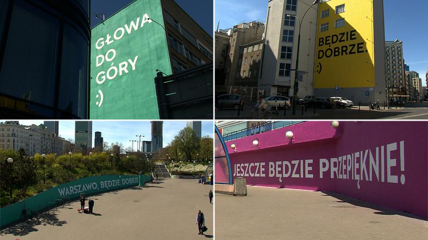 23.04.2020 | "Głowa do góry", "będzie dobrze". Murale w Warszawie napawają nadzieją