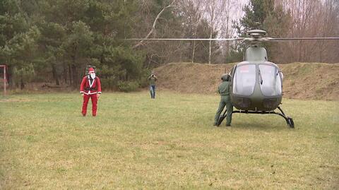 Dotarł helikopterem, miał wyjątkowych pomocników. Dom Dziecka w Pęcherach odwiedził święty Mikołaj