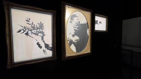Dzieła Banksy'ego zebrane w kolekcję, którą można zobaczyć w Soho w Londynie