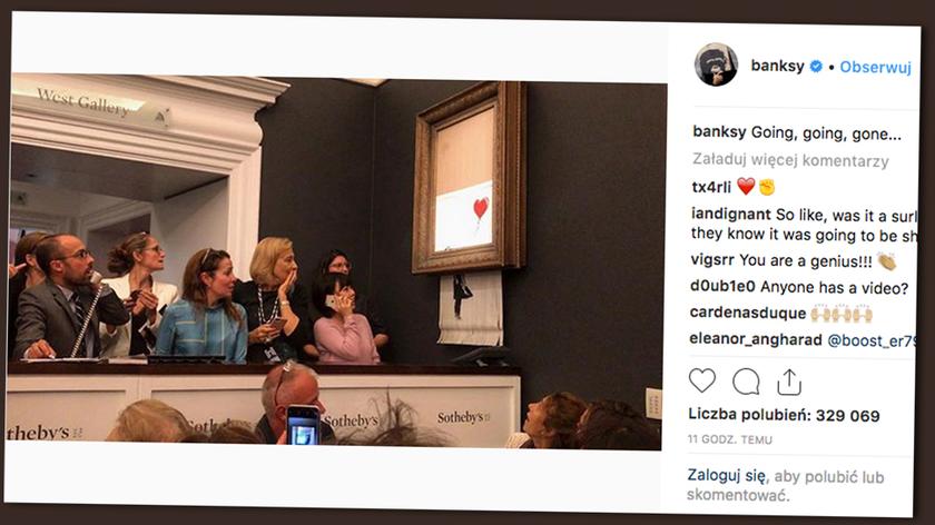 08.10.2018 | Banksy zniszczył swój obraz po licytacji. Dzieło zyskało na wartości